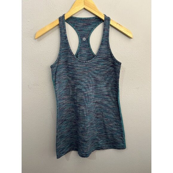 Lululemon Athletica Tanktop Women 6 Striped Racerback Blue - Picture 1 of 7